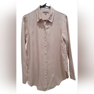 Flax Womans Button Down Oversized 100% Linen Shirt, Size P